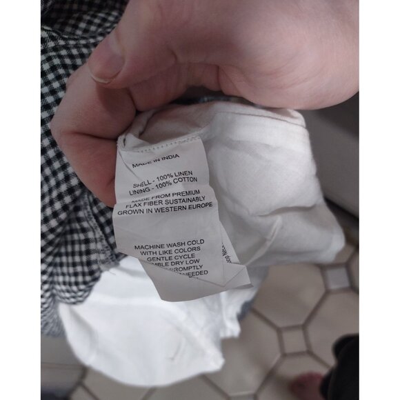 NWT Quince European Linen Scoop Neck Midi Black Gingham Dress Sz L Cottagecore - Picture 9 of 10